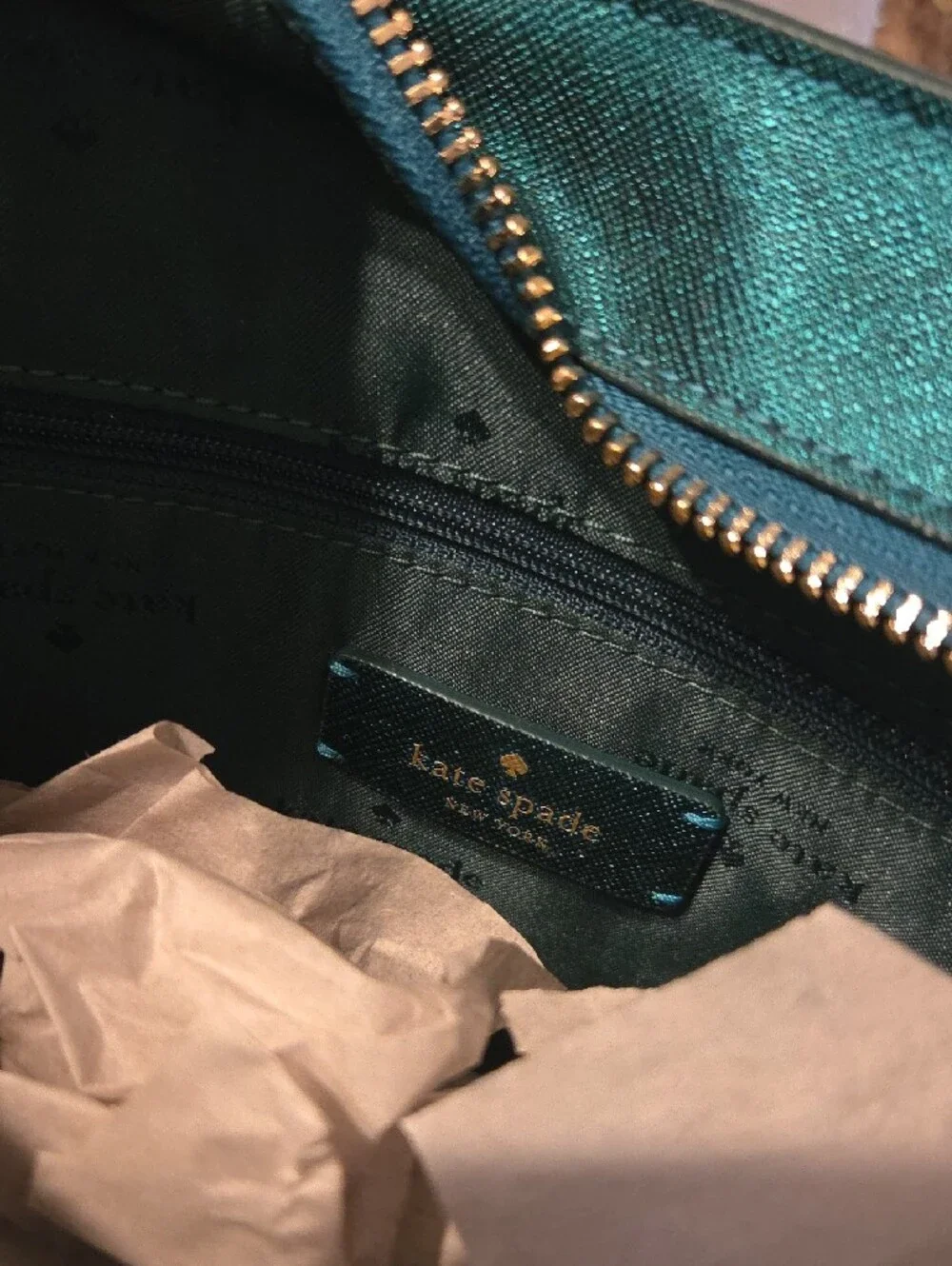 Kate Spade Teal Glitter Satchel with Matching Cardholder Set